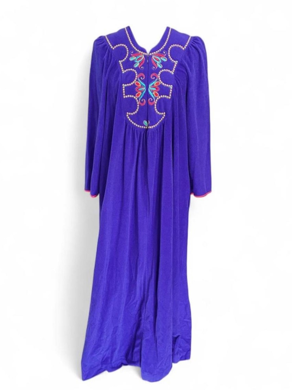 Vanity Fair Royal Purple Long Sleeve Embroidered Maxi Dress